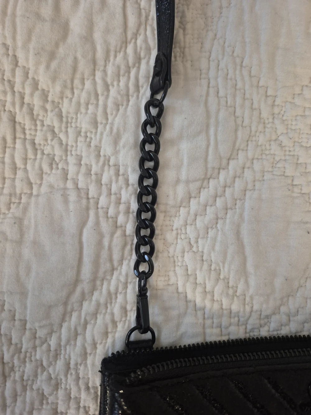 Victoria's Secret Black Quilted Chevron Chain Crossbody Bag